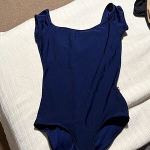 Navy Blue Yumiko cap sleeve Leotard